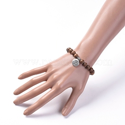 Bracciali unisex perline in legno elasticizzato&nbsp;BJEW-JB04959-02