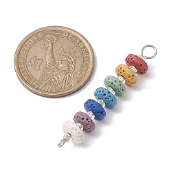 Breloques de connecteur de perles teints en pierre de lave naturelle chakra&nbsp;PALLOY-JF02546-01