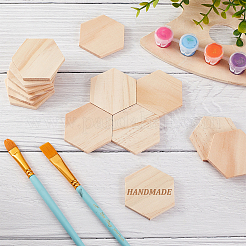 Незаконченные шестигранные деревянные ломтики&nbsp;LS-WOOD-WH0027-53