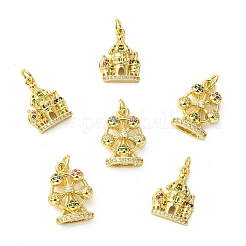 6 pendentif en laiton serti de micro-pavés de zirconiums cubiques&nbsp;KK-CJ0005-74