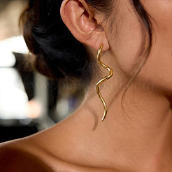 Pendientes de botón con forma de onda de acero inoxidable 304 para mujer&nbsp;CT1317
