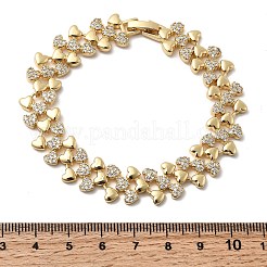 Браслеты-цепочки из латуни с микропаве из прозрачных кубических цирконий в форме сердца&nbsp;BJEW-C130-01G