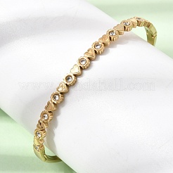 Bracelets manchettes à charnière en acier inoxydable 304 avec strass en forme de cœur pour femmes&nbsp;SA-CBA61B8-10G