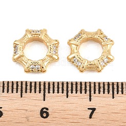 Achteckige Messing-Mikropavé-Perlen aus klaren Zirkonia im europäischen Stil&nbsp;KK-B186-15G