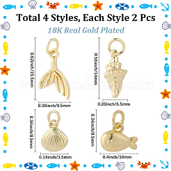 8шт 4 стиля латунные подвески&nbsp;KK-DJ0001-18