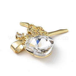 Настоящие 18-каратные позолоченные подвески из латуни с микропаве из прозрачного кубического циркония&nbsp;KK-C015-15G-12