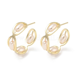 Boucles d'oreilles puces en laiton avec perles en plastique&nbsp;KK-CBAD851-36G