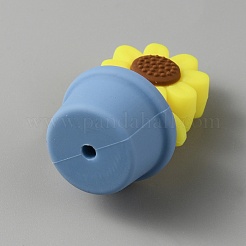 Силиконовые бусины в виде подсолнуха&nbsp;LS-SIL-WH0008-40H