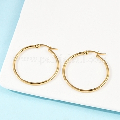 Orecchini a cerchio in acciaio inossidabile 201 con placcatura sotto vuoto pvd con perni in acciaio inossidabile 304 per donna&nbsp;EJEW-D279-12G-04