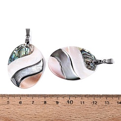 Natürliche Abalone-Muschel & schwarze Lippenmuschel & rosa Muschelanhänger&nbsp;SSHEL-B003-06P-04
