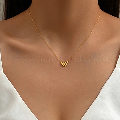 Collana con pendente con lettera iniziale W in zirconi trasparenti con catene in acciaio inossidabile&nbsp;GX3486
