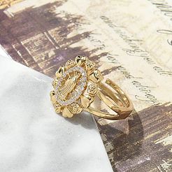 Кольца на палец с прозрачным кубическим цирконием на тему Девы Марии&nbsp;RJEW-G337-02G-07