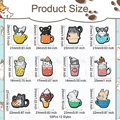 60 Stück 12 Stile Tier-PVC-Cabochons&nbsp;KY-CJ0002-07
