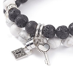 Set di braccialetti con ciondoli in lega con chiave e serratura per le coppie&nbsp;BJEW-TA00067