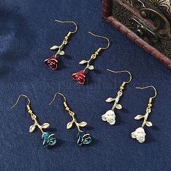 3 пара сережек-подвесок в форме цветка из латуни&nbsp;EJEW-YW00003