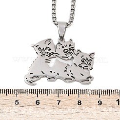 Collar con colgante de gato lindo hueco de acero inoxidable 201 para mujer&nbsp;NJEW-K283-38P