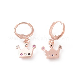 Серьги-кольца из латунного микро-паве с фианитами EJEW-F233-07RG