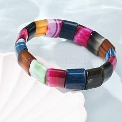 Bracelets extensibles en perles d'agate naturelle carrée (teinte et chauffée) pour femmes et hommes&nbsp;GG-CBA9ACE-B18