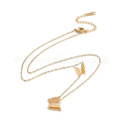 Ionenbeschichtung (IP) 304 Edelstahl 3D Schmetterling Anhänger Halskette für Frauen&nbsp;LS-NJEW-A004-27G