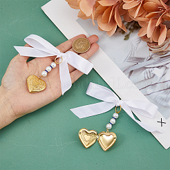 Pendentifs photo en forme de cœur en acier inoxydable 304 avec médaillon et bouquet&nbsp;PALLOY-AB00204