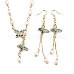 Ensemble de bijoux en zircone cubique micro pavé en laiton papillon&nbsp;SJEW-JS01124