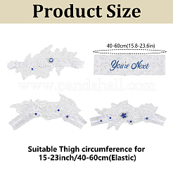 4 giarrettiera in pizzo con strass in poliestere e 2 stili per donna&nbsp;AJEW-HY0003-36