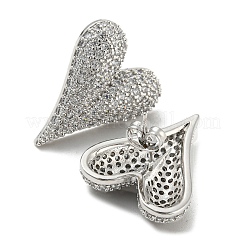 Orecchini a bottone in ottone a forma di cuore con micro pavè di zirconi trasparenti&nbsp;EJEW-Q785-13P