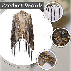 Съемная шаль из полиэстера с пайетками&nbsp;AJEW-WH20072-22