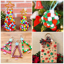 600 stücke 6 farben weihnachten handgemachte diy puppe handwerk pom pom garn pom pom bälle&nbsp;AJEW-TA0003-34