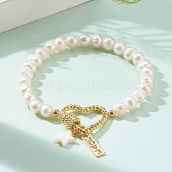 Bracelets à maillons coeur en laiton pour la saint valentin&nbsp;BJEW-JB05954