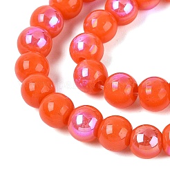 Chapelets de perles en verre opaque électrolytique&nbsp;EGLA-Q132-6MM-01C-04