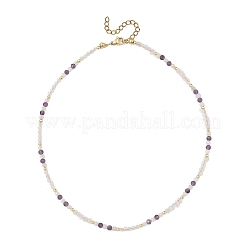 Collane con perline rotonde sfaccettate di quarzo rosa naturale&nbsp;NJEW-JN06430-03
