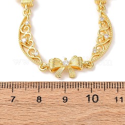 Латунные цепочки-банты и полые лунные звенья с прозрачными кубическими цирконами&nbsp;NJEW-D348-02G