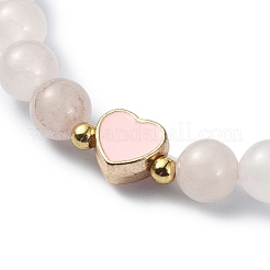 Braccialetti elasticizzati con perline rotonde di quarzo rosa naturale&nbsp;BJEW-JB09881-06