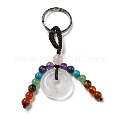 7 porte-clés pompon en pierres précieuses naturelles chakra&nbsp;G-C066-06A