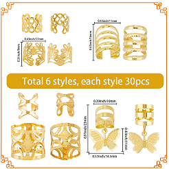 180 шт. 6 стиля железные и сплавные дреды бусины украшение для волос&nbsp;FIND-SC0020-47