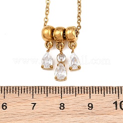 Collier pendentif en forme de larme en acier inoxydable 304 serti de zirconiums cubiques transparents&nbsp;SA-CBABBA6-01G