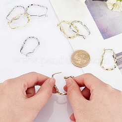 4 пара двухцветных сережек-колец в форме капли&nbsp;EJEW-GA0001-03