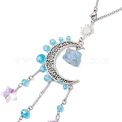 Сплав луна окно подвесные призматические украшения&nbsp;HJEW-TA00284-03