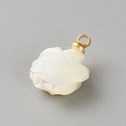 Ciondoli a forma di fiore intagliato in conchiglia naturale&nbsp;LS-KK-CJC0816-002G-02