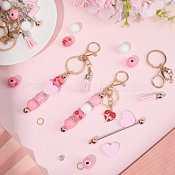 Kit de fabrication de porte-clés en alliage émaillé et bois à faire soi-même pour la Saint-Valentin&nbsp;DIY-SC0025-94