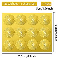 12 лист самоклеящихся наклеек с тиснением золотой фольги&nbsp;DIY-WH0451-032