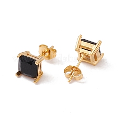 6 paire de petites boucles d'oreilles carrées en zircone cubique&nbsp;EJEW-G291-01A-M