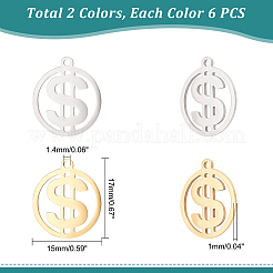 12 pz 2 colori 201 pendenti in acciaio inossidabile&nbsp;STAS-UN0033-97
