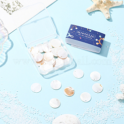 32 шт. плоские круглые/дисковые подвески из натуральной пресноводной ракушки&nbsp;SHEL-SC0001-98A