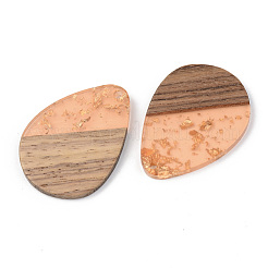 Pendentifs en résine transparente et bois de noyer&nbsp;RESI-S389-010A-B04