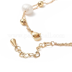 Двухслойный многорядный браслет с бусинами из натурального жемчуга BJEW-TA00243