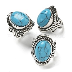 Verstellbare Ringe aus synthetischem Türkis&nbsp;RJEW-I108-01AS-15