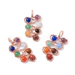 Pendentifs en laiton avec pierres naturelles mélangées&nbsp;FIND-E023-04