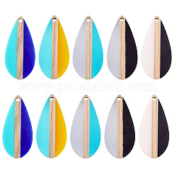 10 шт. подвески из прозрачной и непрозрачной смолы и дерева 5 цветов&nbsp;RESI-TA0004-65